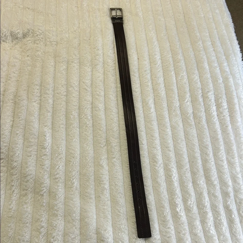 Classic Brown Leather Belt with Silver Buckle
